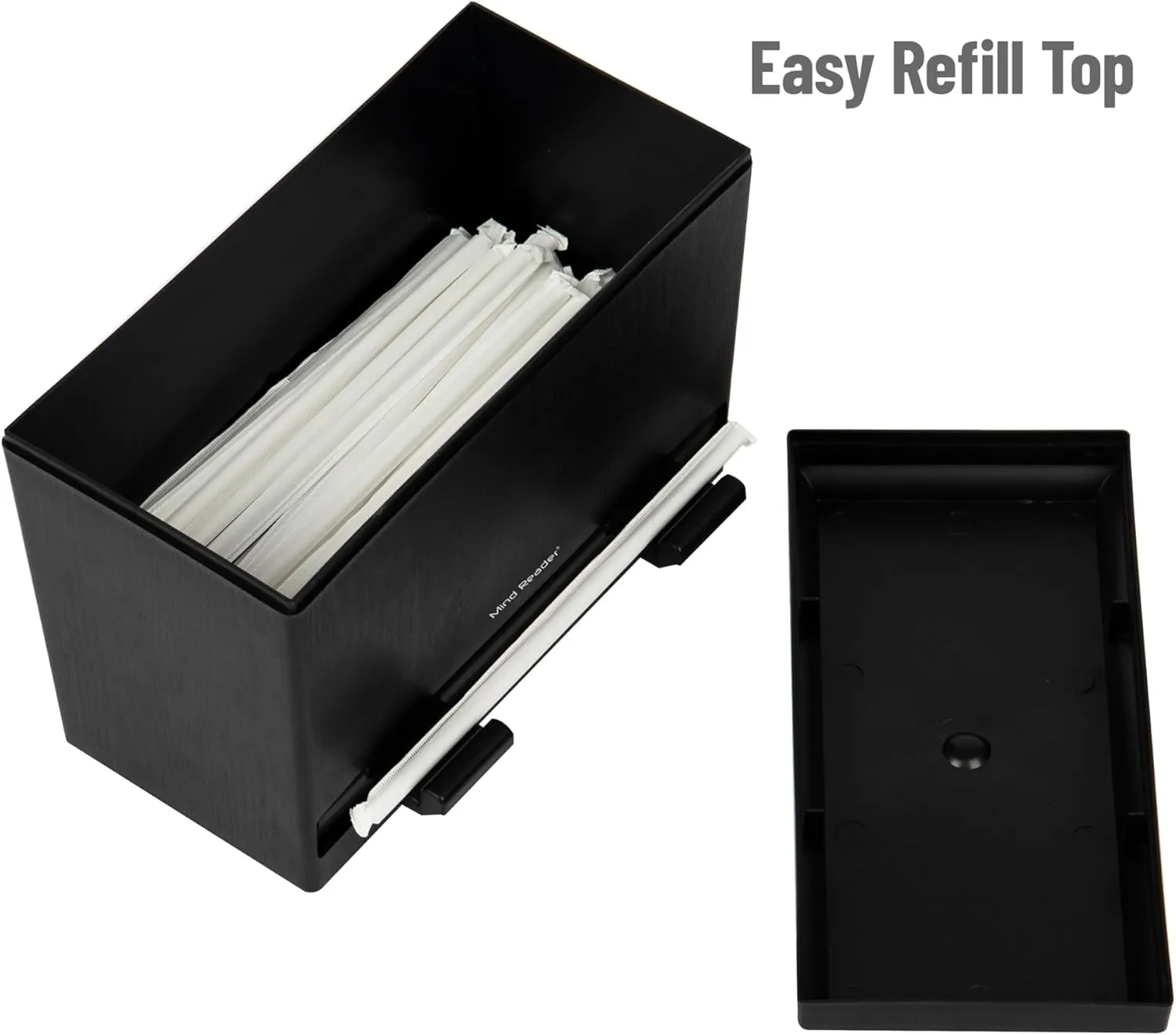Mind Reader Straw Dispenser, Pencil Dispenser, Classroom Must Have, Restaurant Supply, Plastic, 9.25"L x 4.5"W x 7.5"H, Black