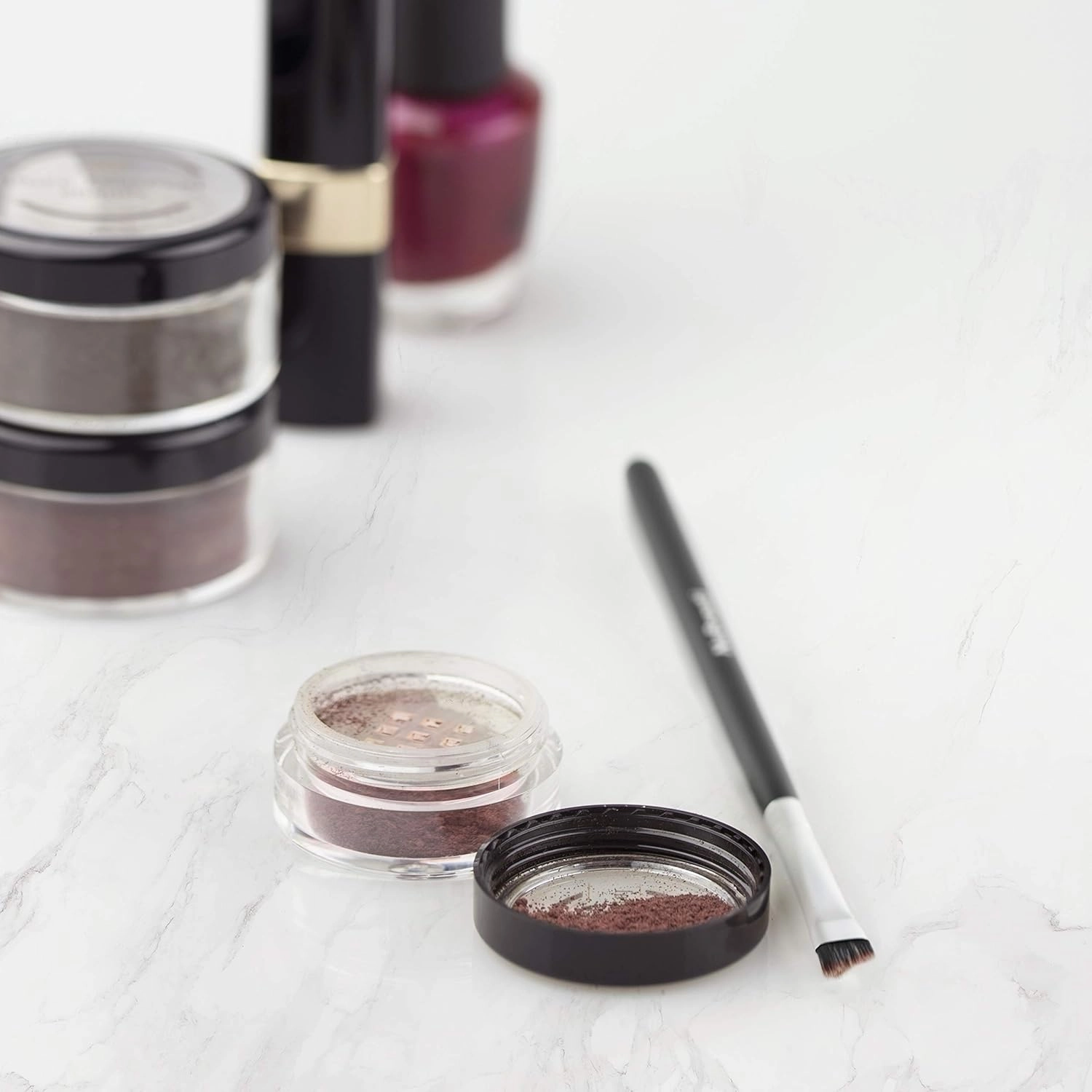Mineral Eyebrow Powder by NuBeauti - Natural Brow Makeup Kit with Angled Contour Brush for Precision Sculpting to Color Eyebrows Precisely for Beautiful Perfect Professional Brows - (Dark Auburn)