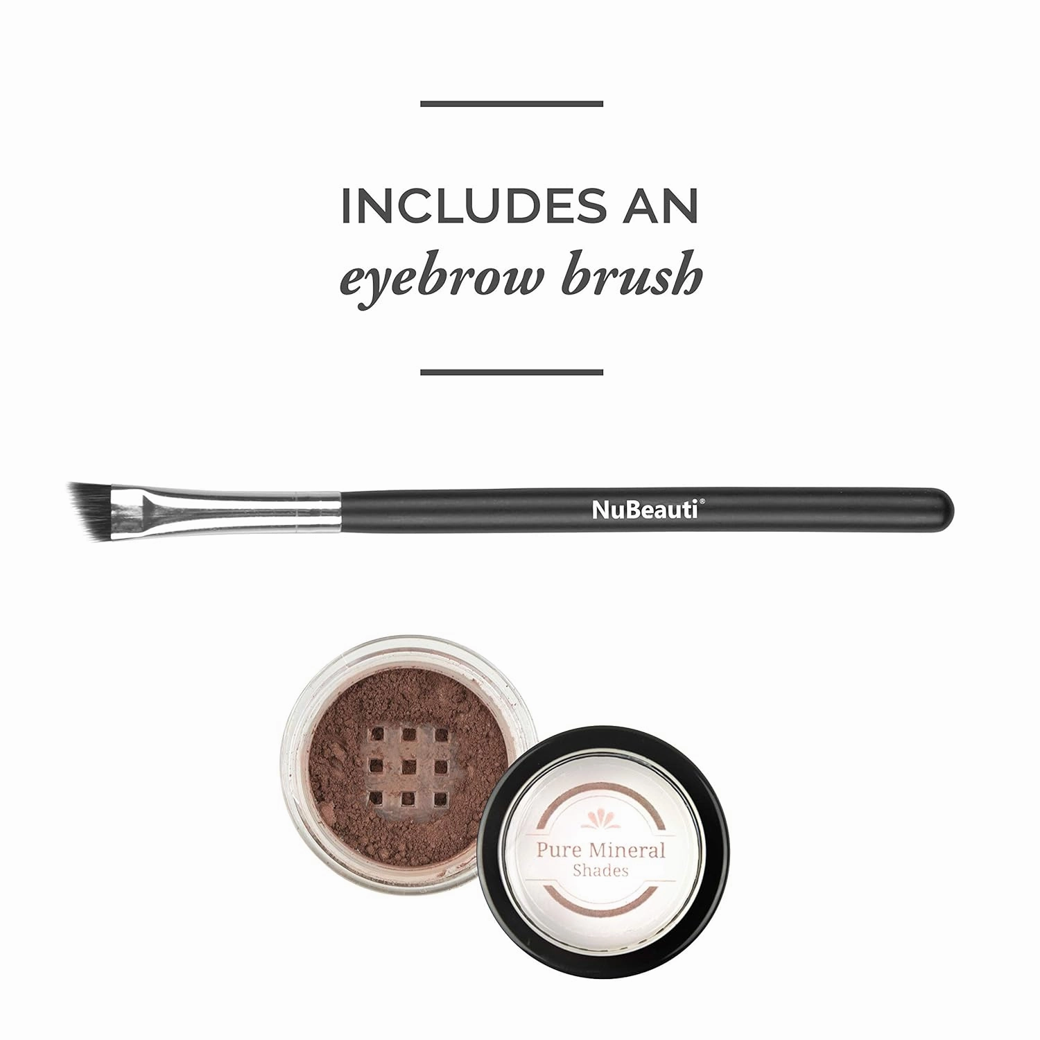 Mineral Eyebrow Powder by NuBeauti - Natural Brow Makeup Kit with Angled Contour Brush for Precision Sculpting to Color Eyebrows Precisely for Beautiful Perfect Professional Brows - (Dark Auburn)