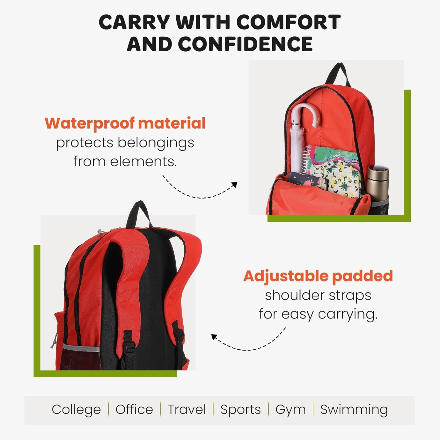 Mintra Office Backpack, Water-resistant Everyday Bag with Adjustable Straps, Unisex Backpack for Travel, College, Multi-Compartments with Secure Zippers, Dark Grey, 20L Large, 12.59" W x 20" H