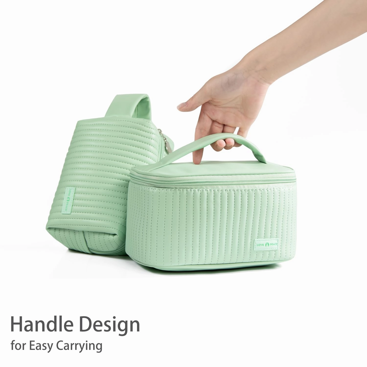 MIRASON Makeup Bag Set of 3 Cute Cosmetic Travel Toiletry Organizer Bag Pouch Set for Women PU Leather Waterproof Toiletry Bag 3 Piece Set, Green