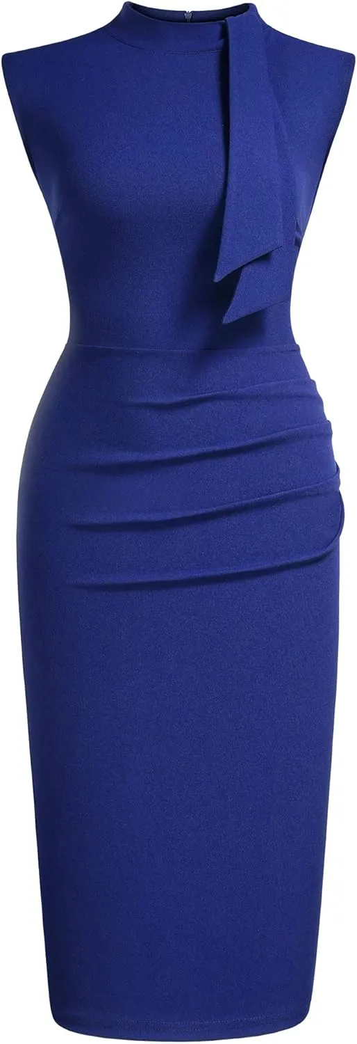 Miusol Women's Retro 1950s Style Half Collar Ruffle Cocktail Pencil Dress