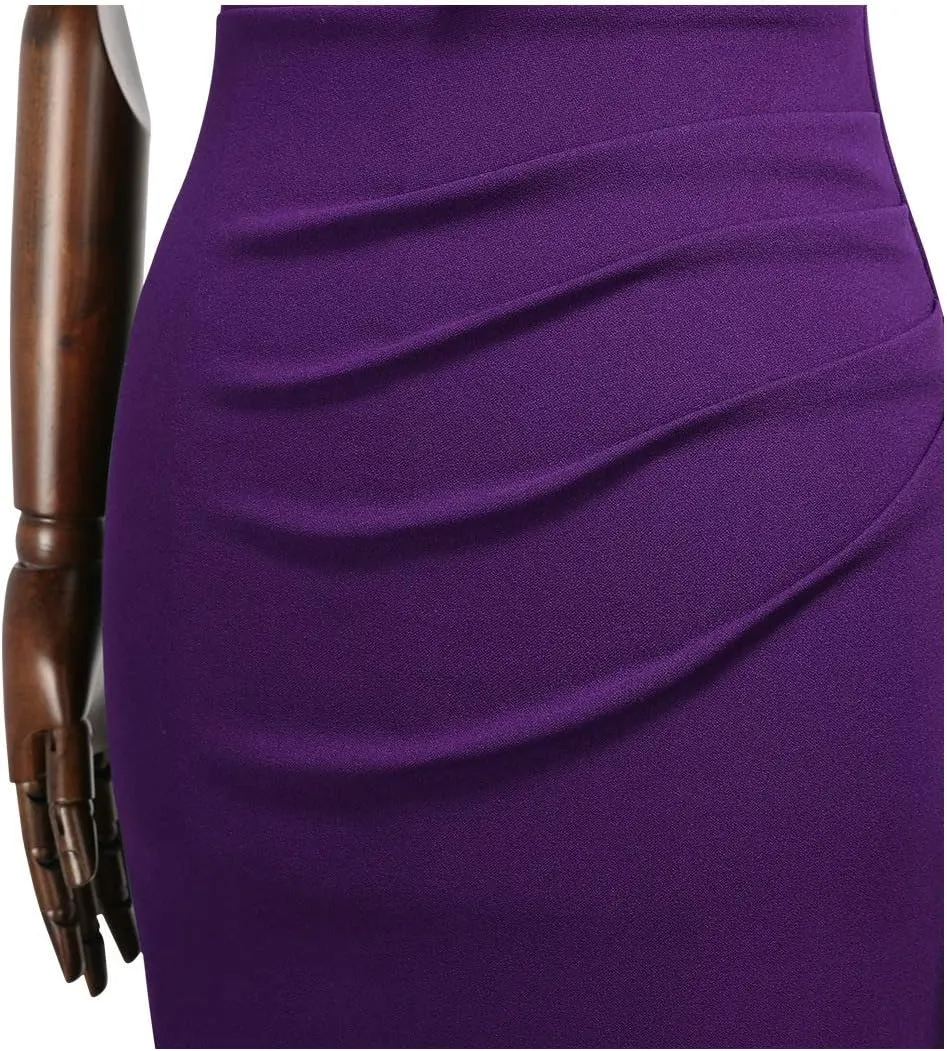 Miusol Women's Retro 1950s Style Half Collar Ruffle Cocktail Pencil Dress