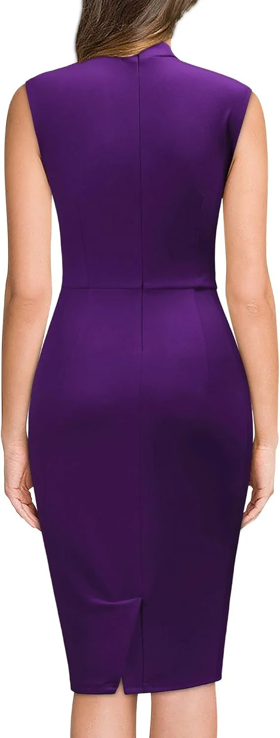 Miusol Women's Retro 1950s Style Half Collar Ruffle Cocktail Pencil Dress