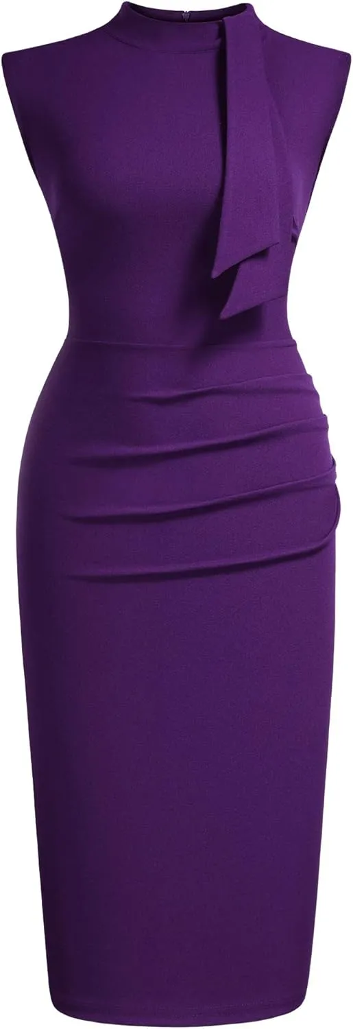 Miusol Women's Retro 1950s Style Half Collar Ruffle Cocktail Pencil Dress