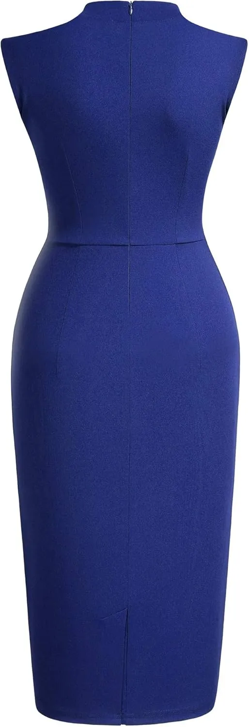 Miusol Women's Retro 1950s Style Half Collar Ruffle Cocktail Pencil Dress