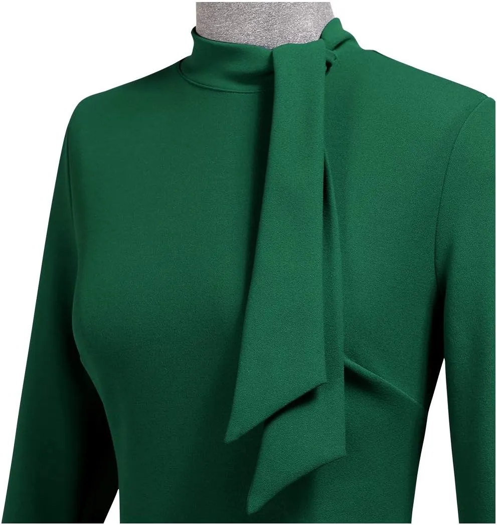 Miusol Women's Retro Half Collar Ruffle 2/3 Sleeve Cocktail Pencil Dress