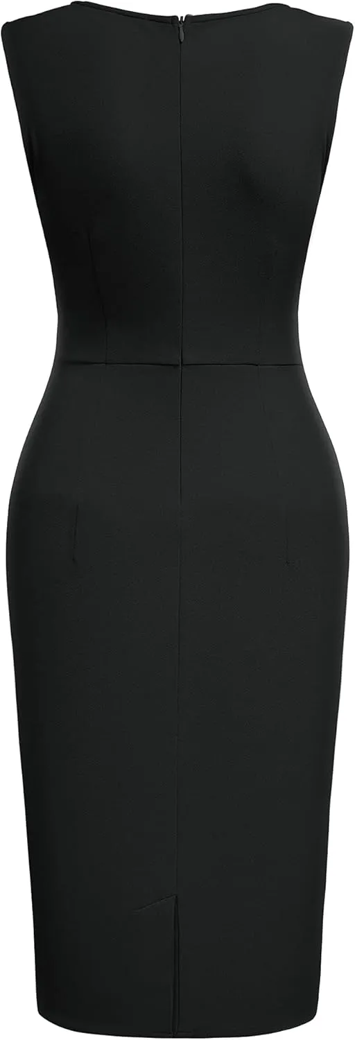 Miusol Women's Retro Ruffle Sleeveless Cocktail Party Pencil Dress