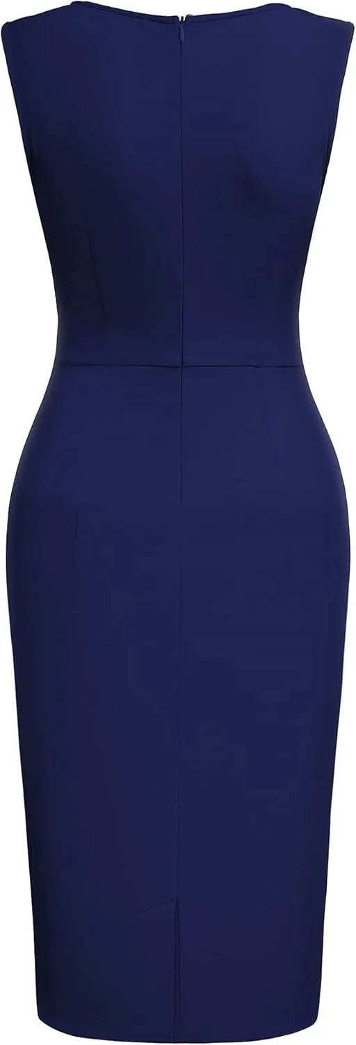 Miusol Women's Retro Ruffle Sleeveless Cocktail Party Pencil Dress