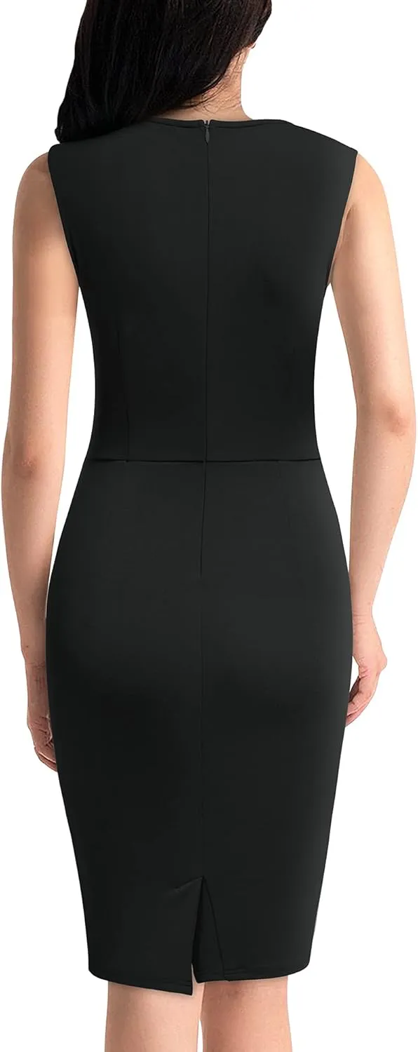 Miusol Women's Retro Ruffle Sleeveless Cocktail Party Pencil Dress