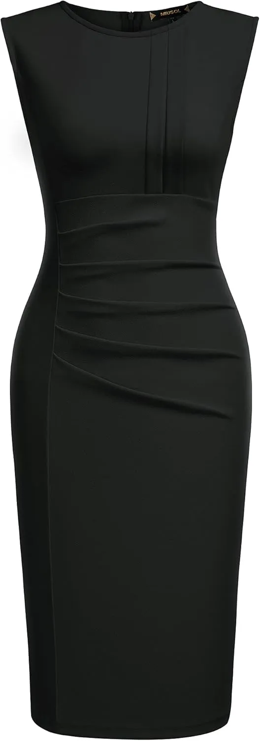 Miusol Women's Retro Ruffle Sleeveless Cocktail Party Pencil Dress