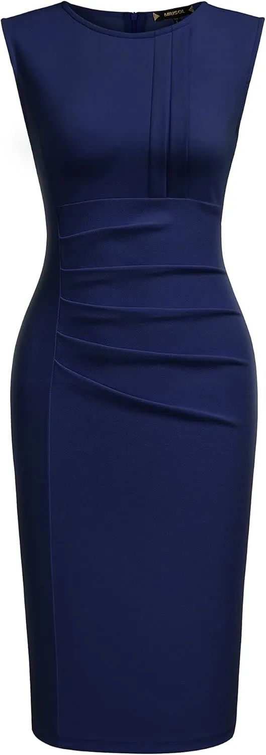 Miusol Women's Retro Ruffle Sleeveless Cocktail Party Pencil Dress