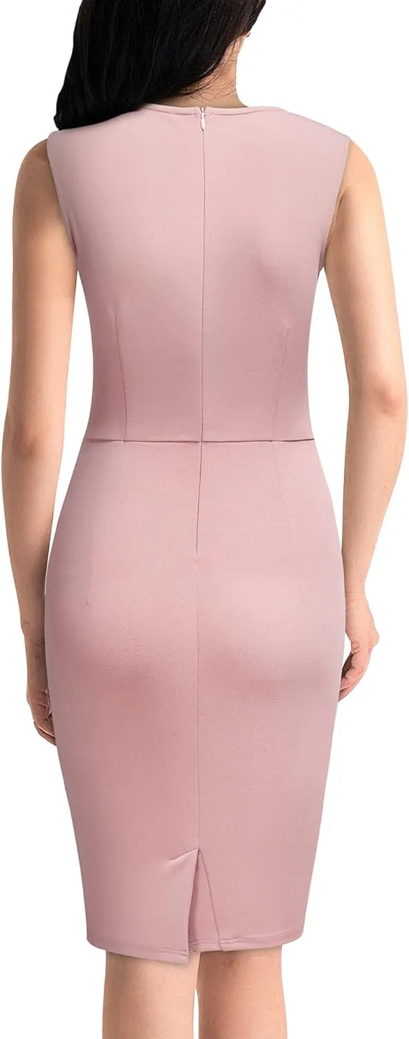 Miusol Women's Retro Ruffle Sleeveless Cocktail Party Pencil Dress