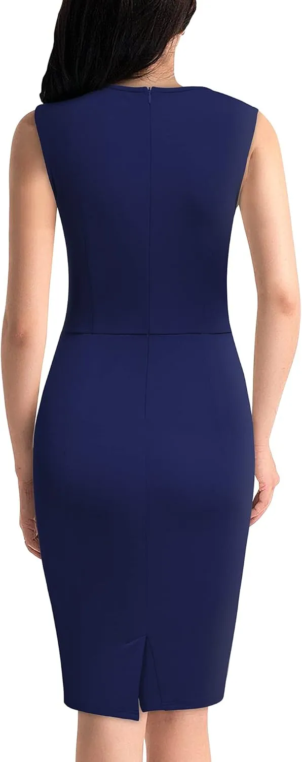 Miusol Women's Retro Ruffle Sleeveless Cocktail Party Pencil Dress