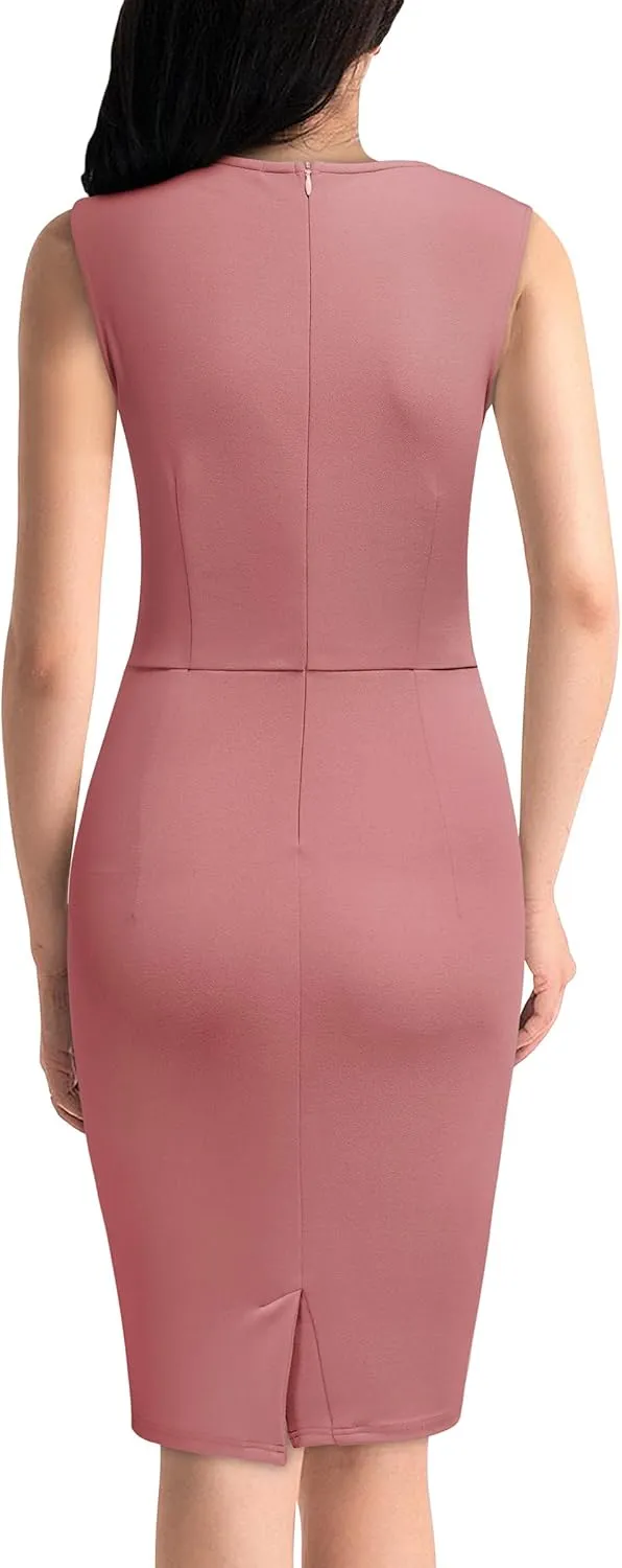 Miusol Women's Retro Ruffle Sleeveless Cocktail Party Pencil Dress
