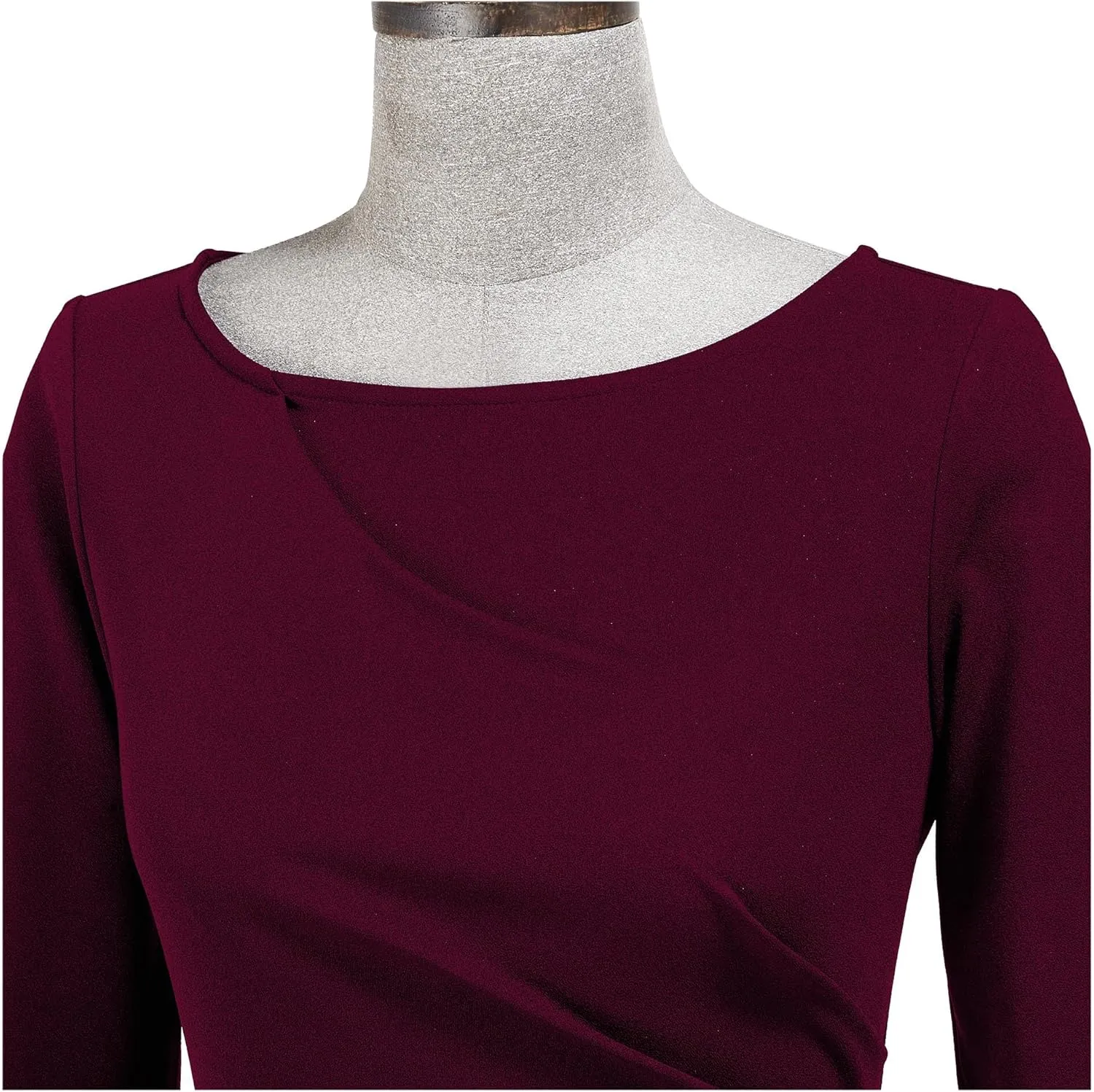 Miusol Women's Retro Ruffle Style 2/3 Sleeve Slim Work Pencil Dress