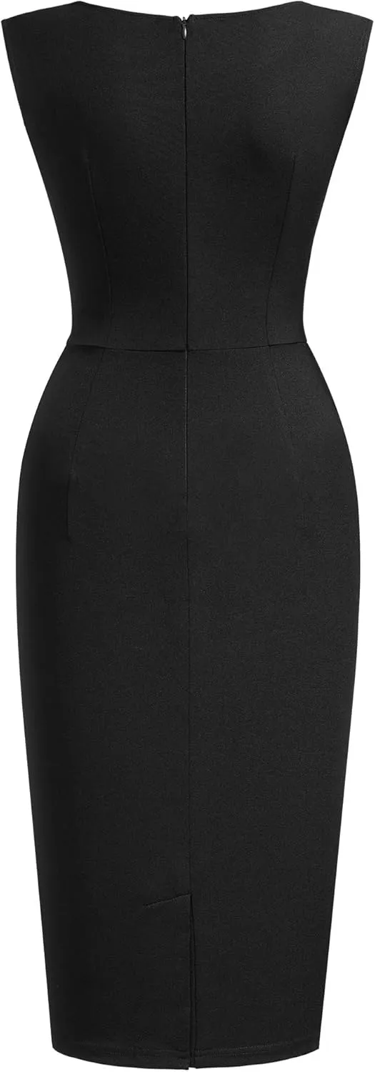 Miusol Women's Retro Ruffle Style Slim Work Pencil Dress