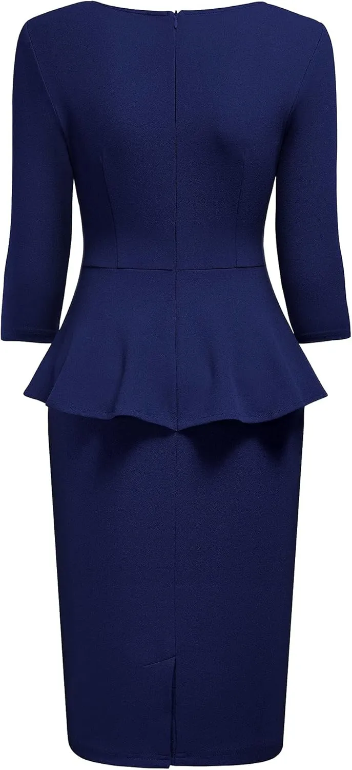 Miusol Women's V-Neck Ruffle Style Cocktail Party Pencil Dress