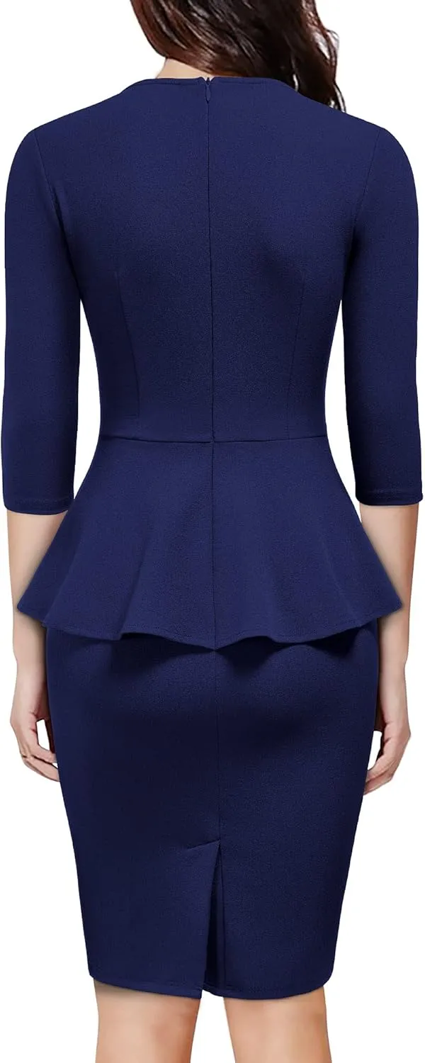 Miusol Women's V-Neck Ruffle Style Cocktail Party Pencil Dress