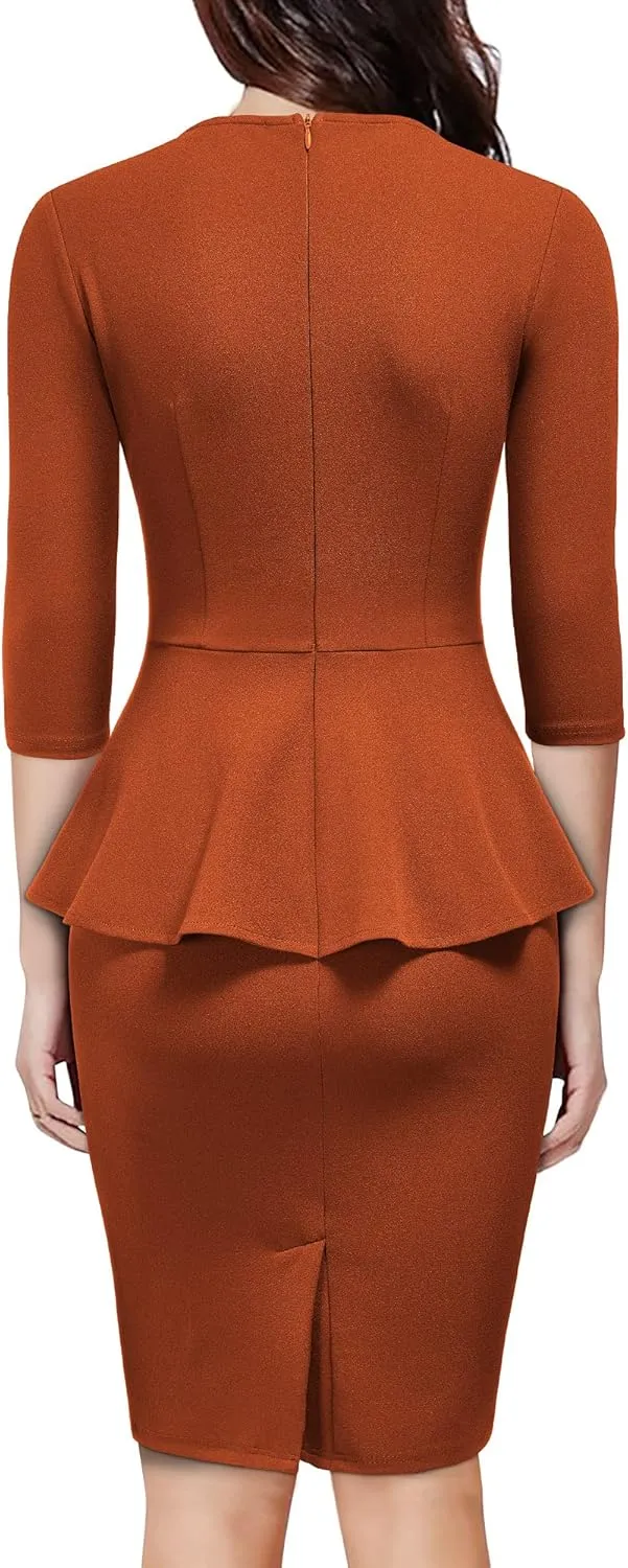 Miusol Women's V-Neck Ruffle Style Cocktail Party Pencil Dress
