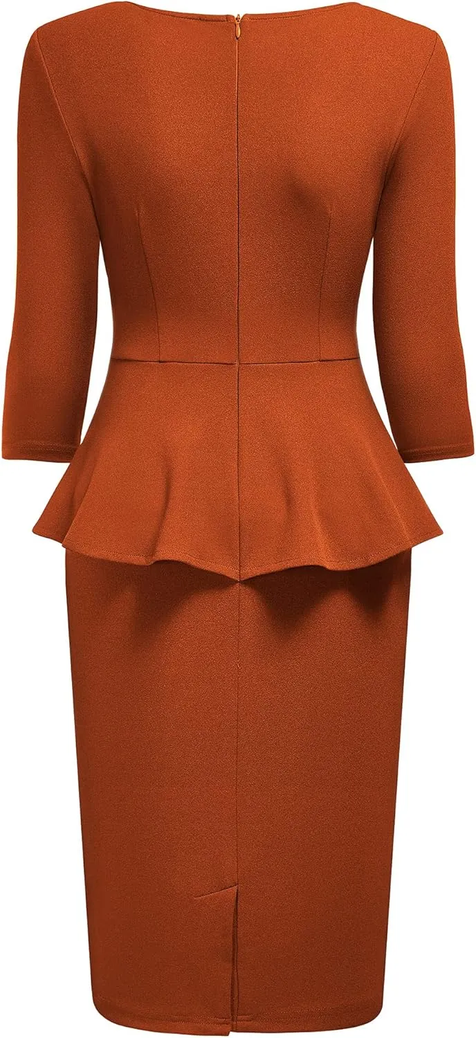Miusol Women's V-Neck Ruffle Style Cocktail Party Pencil Dress