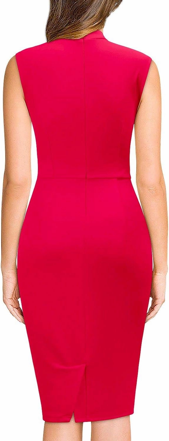 Miusol Women's Retro 1950s Style Half Collar Ruffle Cocktail Pencil Dress
