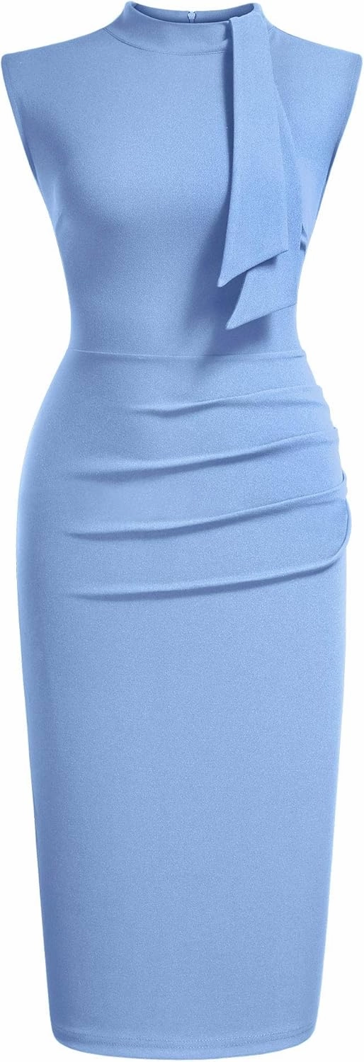Miusol Women's Retro 1950s Style Half Collar Ruffle Cocktail Pencil Dress