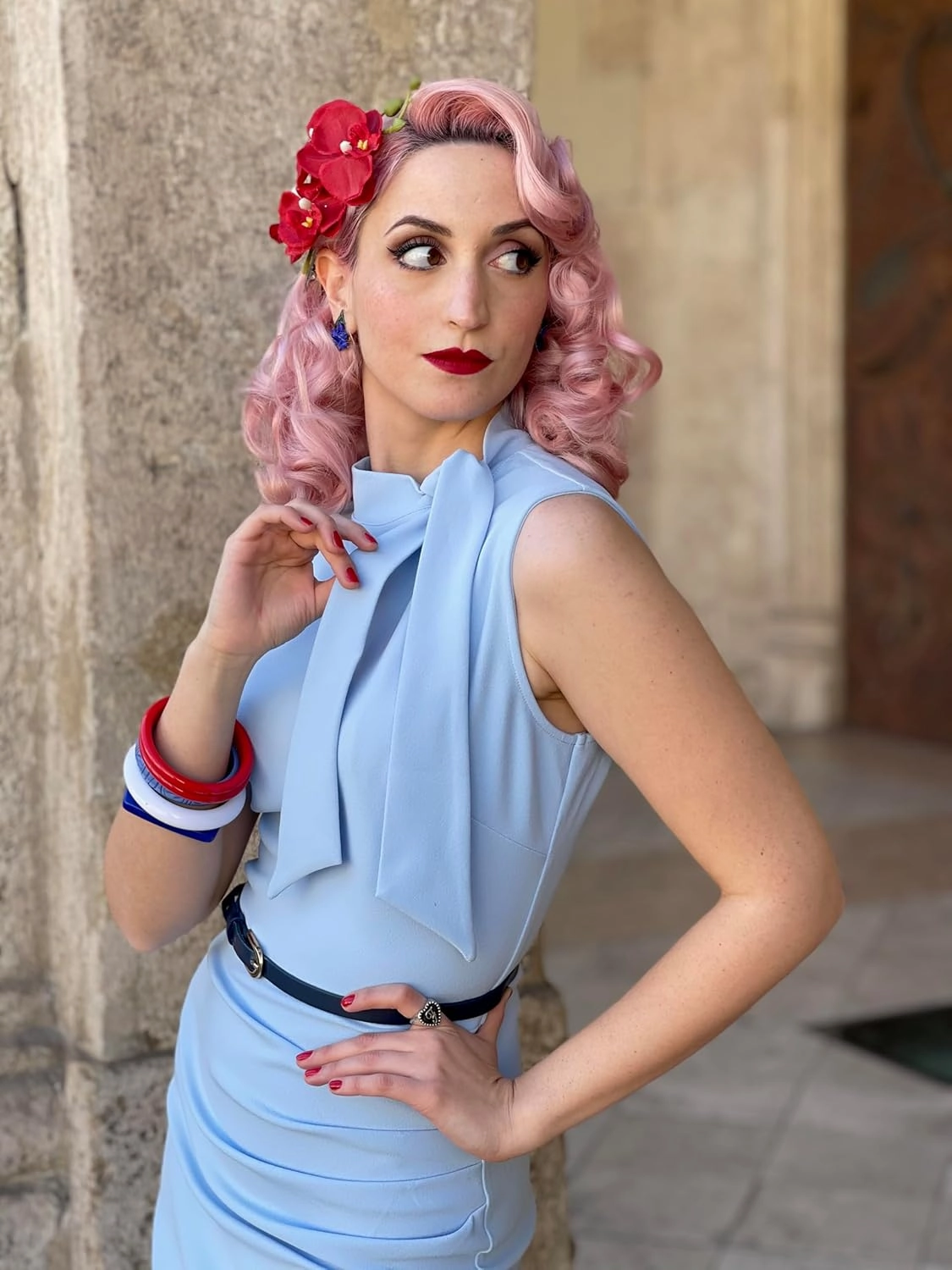 Miusol Women's Retro 1950s Style Half Collar Ruffle Cocktail Pencil Dress