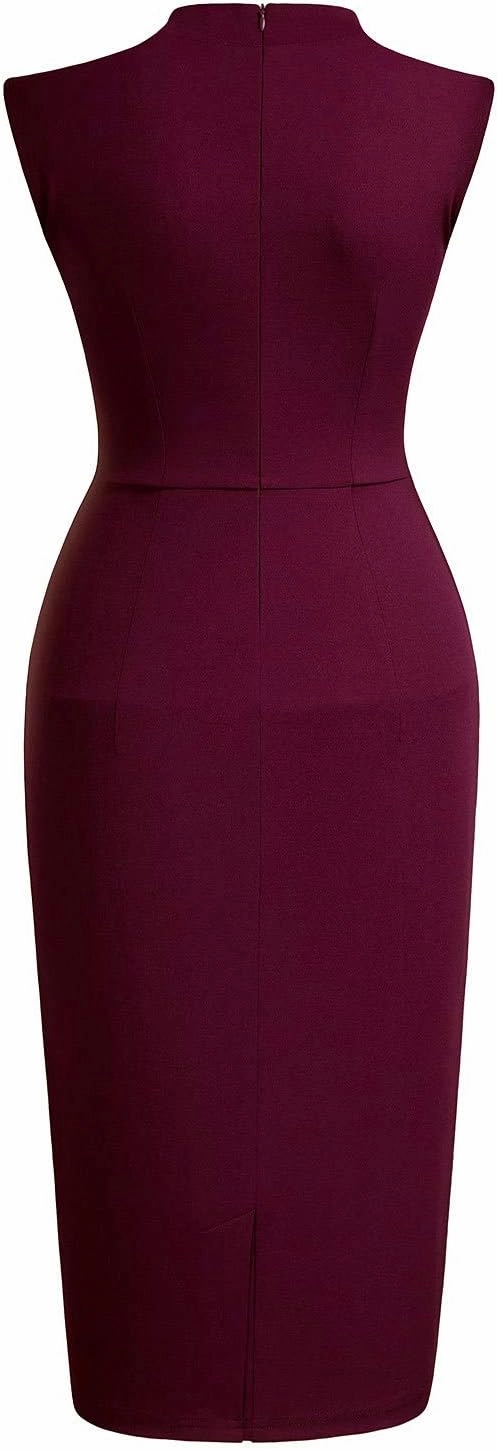 Miusol Women's Retro 1950s Style Half Collar Ruffle Cocktail Pencil Dress