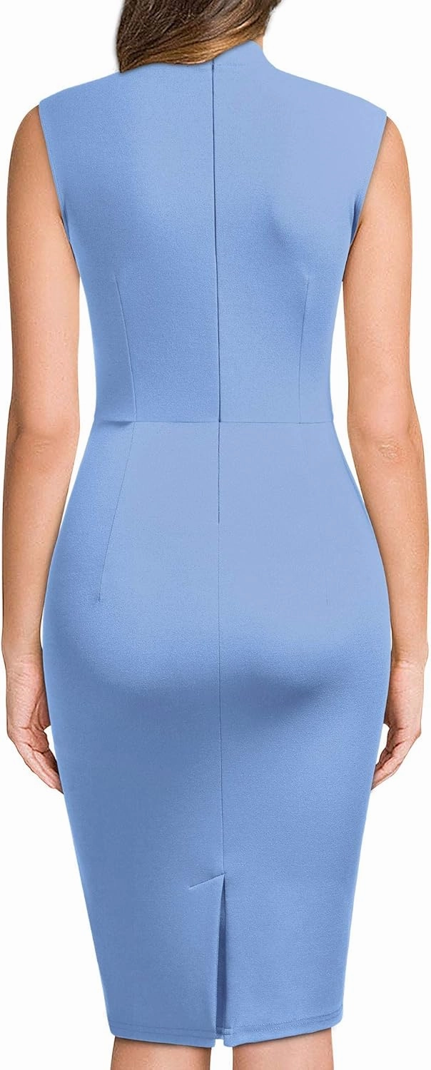 Miusol Women's Retro 1950s Style Half Collar Ruffle Cocktail Pencil Dress