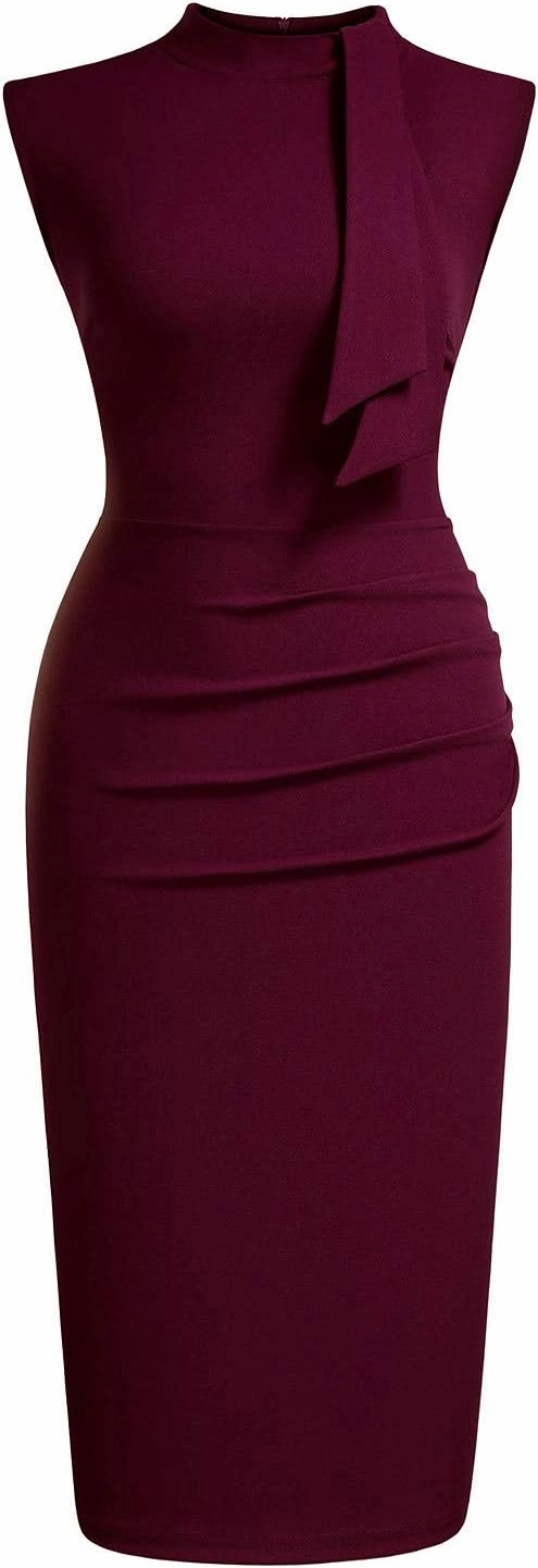 Miusol Women's Retro 1950s Style Half Collar Ruffle Cocktail Pencil Dress
