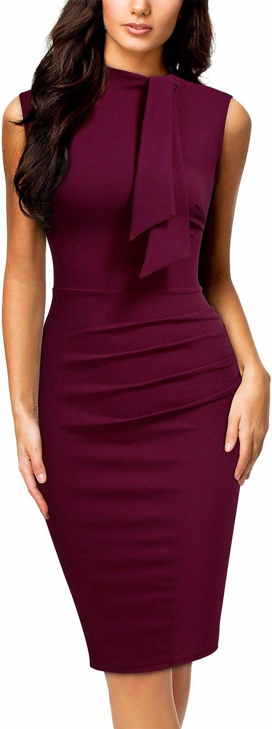 Miusol Women's Retro 1950s Style Half Collar Ruffle Cocktail Pencil Dress
