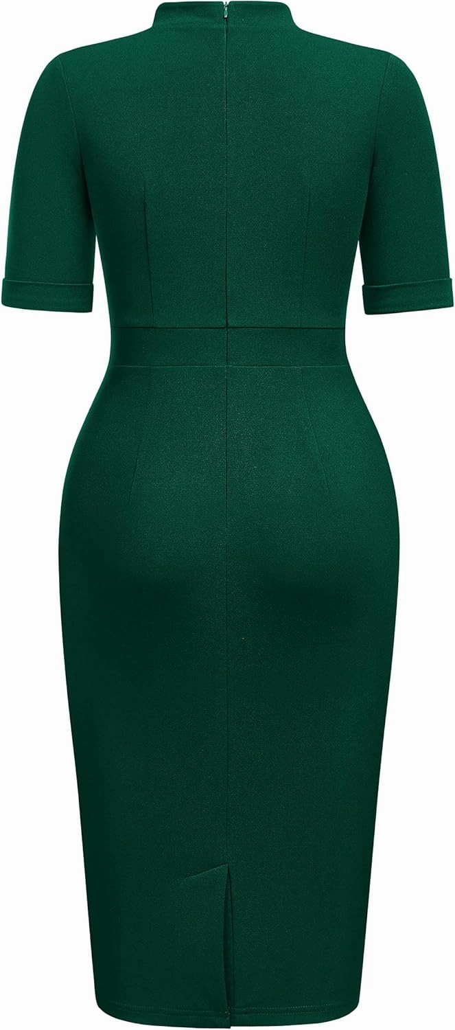 Miusol Women's Retro Half Collar Elegant Style Work Pencil Dress