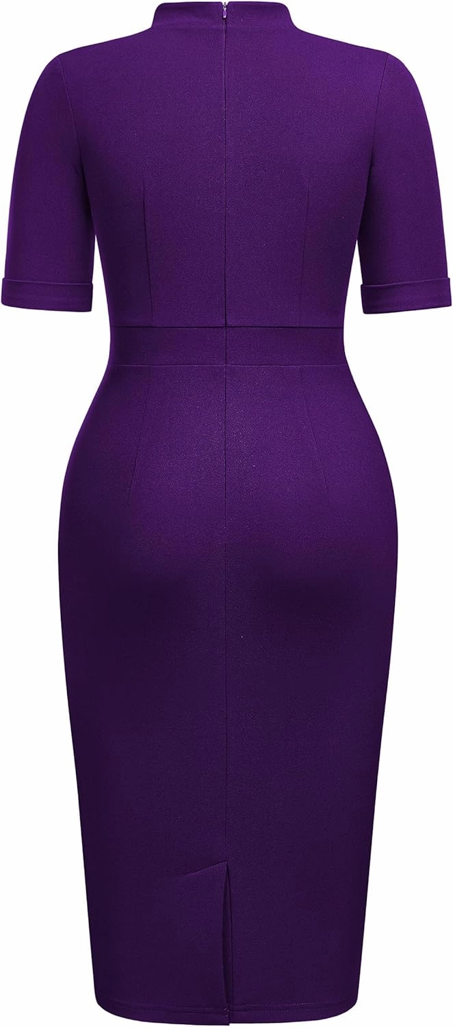 Miusol Women's Retro Half Collar Elegant Style Work Pencil Dress