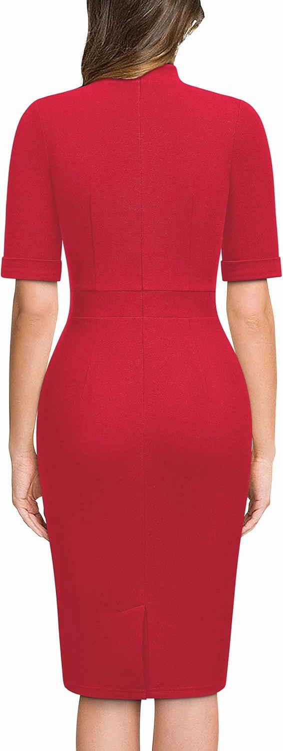 Miusol Women's Retro Half Collar Elegant Style Work Pencil Dress