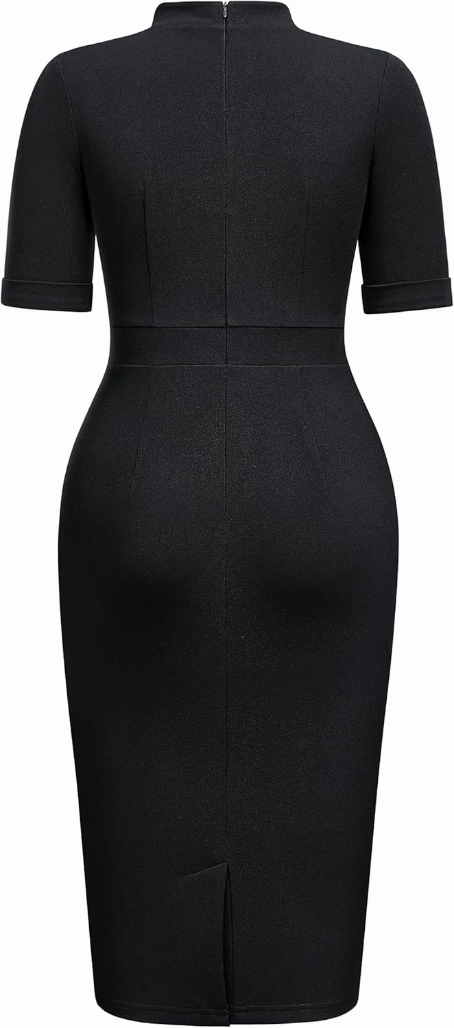 Miusol Women's Retro Half Collar Elegant Style Work Pencil Dress