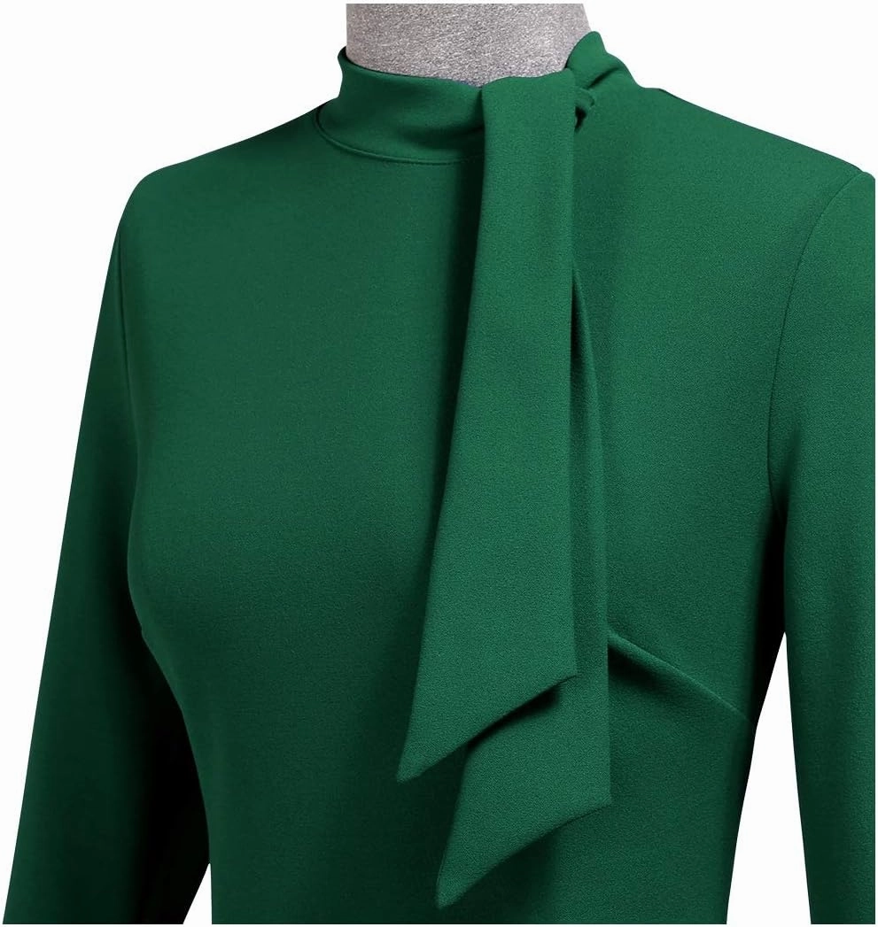 Miusol Women's Retro Half Collar Ruffle 2/3 Sleeve Cocktail Pencil Dress
