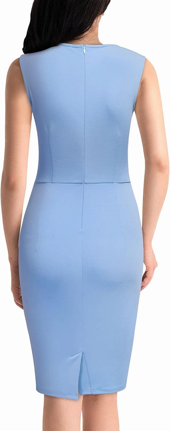 Miusol Women's Retro Ruffle Sleeveless Cocktail Party Pencil Dress