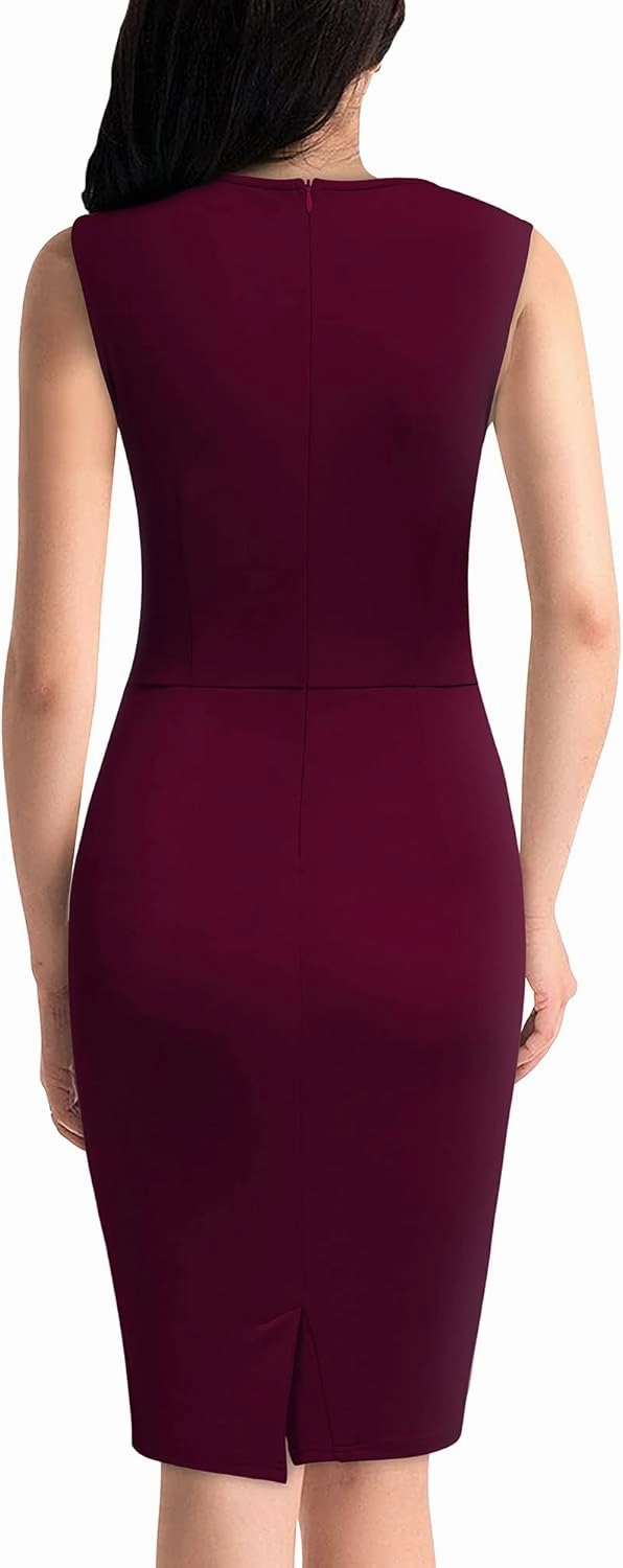Miusol Women's Retro Ruffle Sleeveless Cocktail Party Pencil Dress