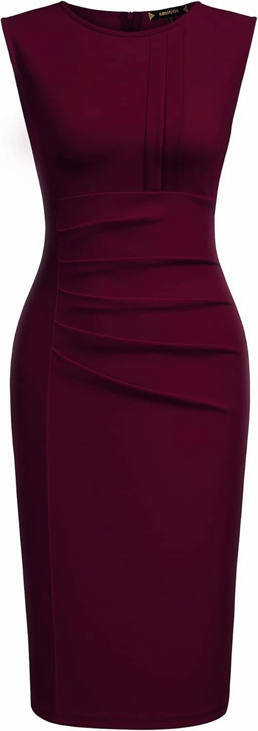 Miusol Women's Retro Ruffle Sleeveless Cocktail Party Pencil Dress