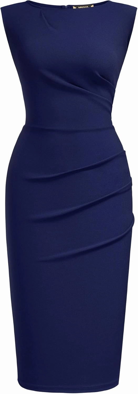 Miusol Women's Retro Ruffle Style Slim Work Pencil Dress