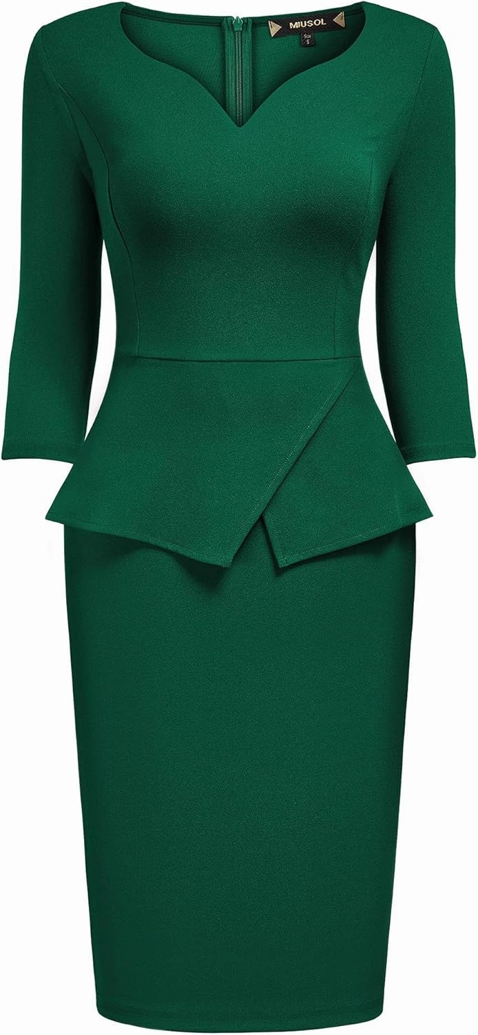 Miusol Women's V-Neck Ruffle Style Cocktail Party Pencil Dress