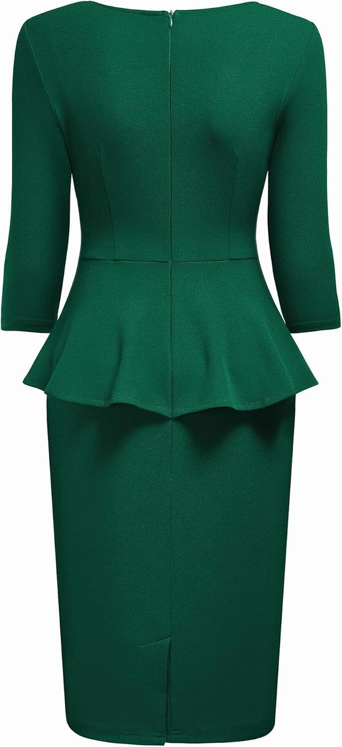 Miusol Women's V-Neck Ruffle Style Cocktail Party Pencil Dress