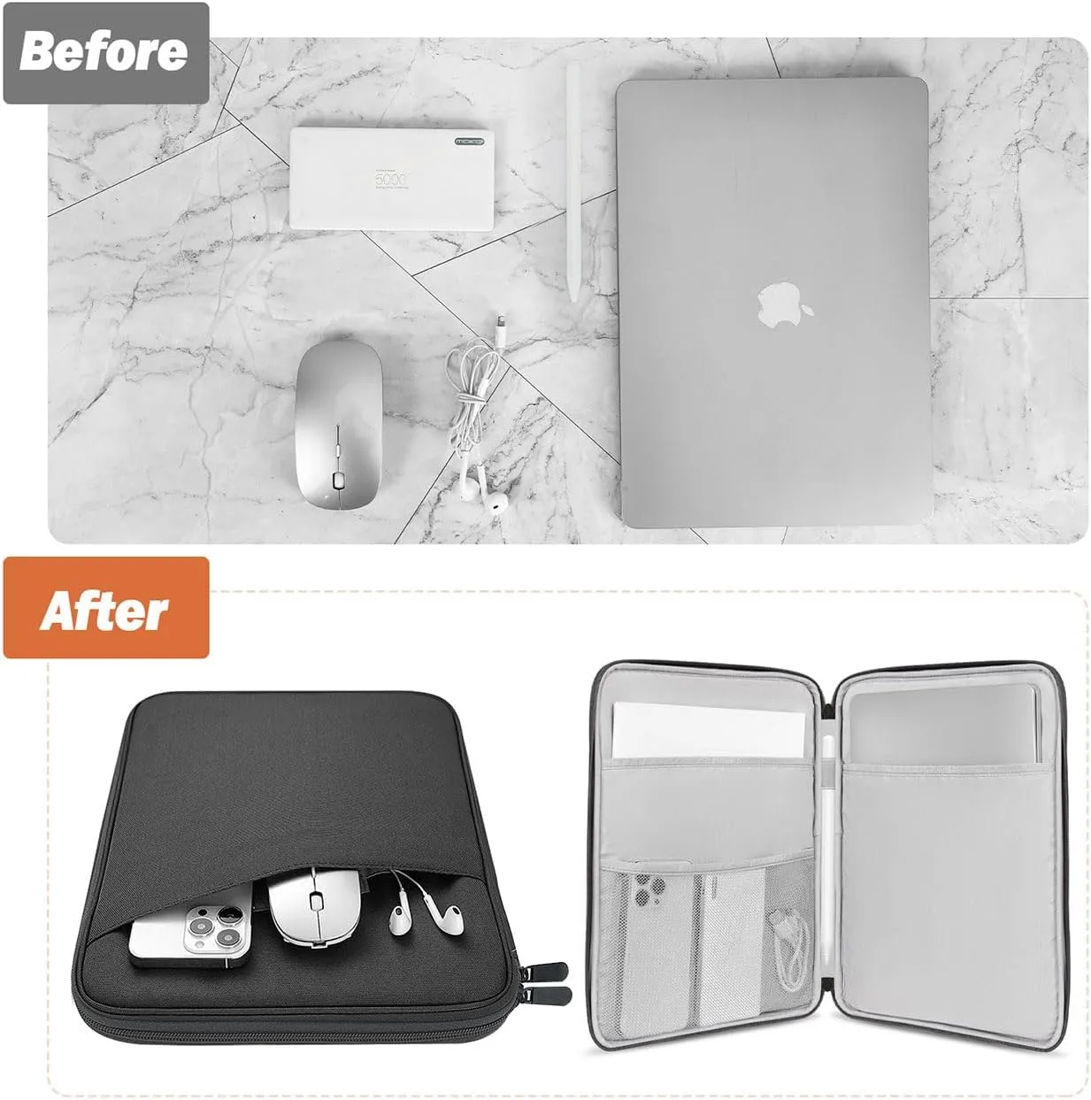 MoKo 12.9 Inch Tablet Sleeve Bag, Compatible with 13 Inch New iPad Pro M4 & Air M2 2024, iPad Pro 12.9 inch M2&M1, Galaxy Tab S8 /S9  12.4", Waterproof Bag Carrying Case with Pocket, Dark Gray