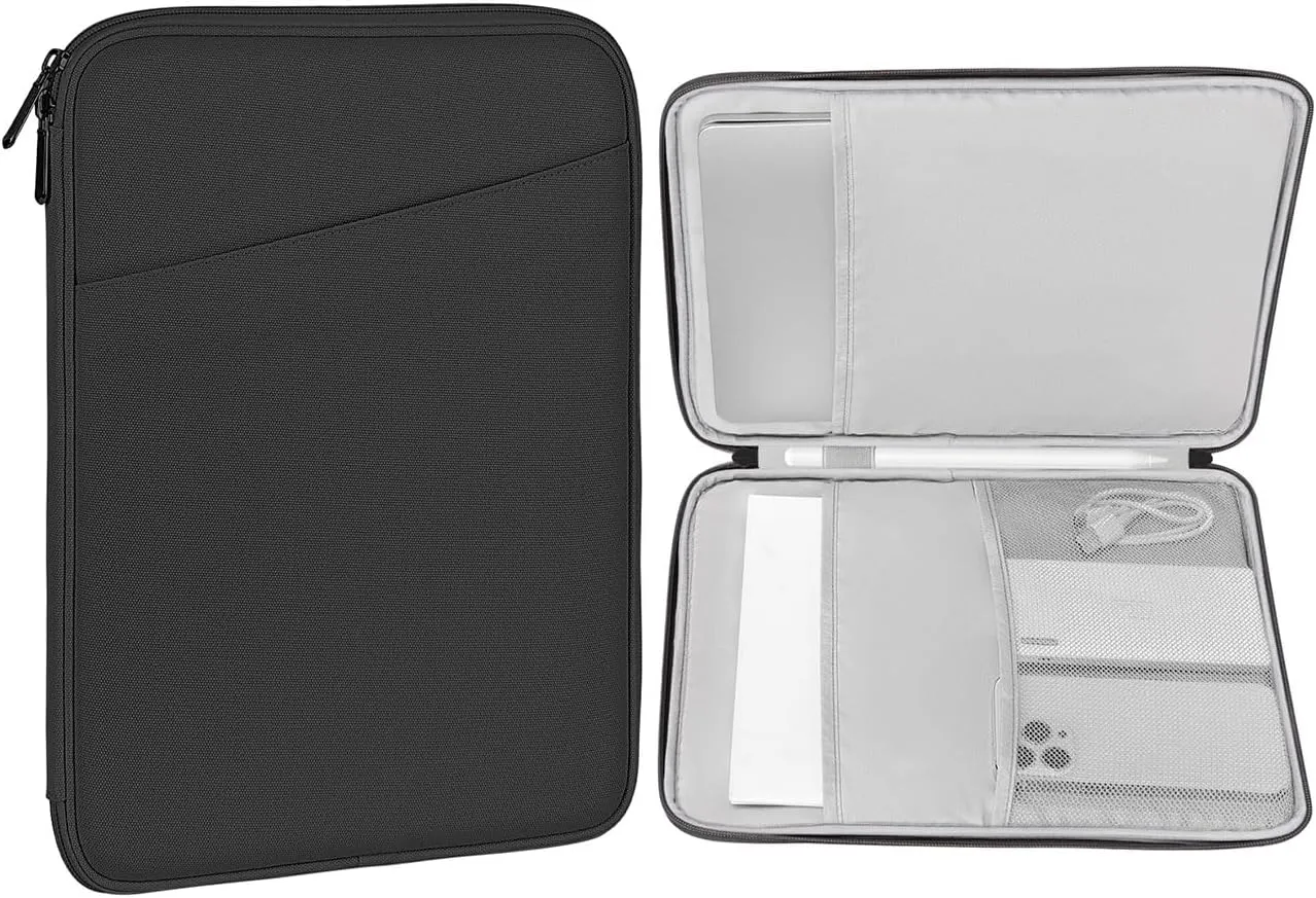 MoKo 12.9 Inch Tablet Sleeve Bag, Compatible with 13 Inch New iPad Pro M4 & Air M2 2024, iPad Pro 12.9 inch M2&M1, Galaxy Tab S8 /S9  12.4", Waterproof Bag Carrying Case with Pocket, Dark Gray