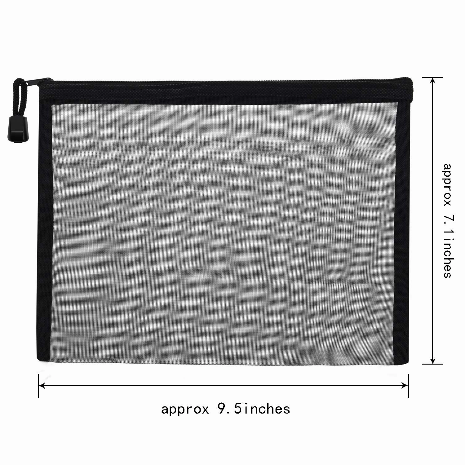 Outus 15 Pieces Mesh Bags Mesh Zipper Pouch Makeup Bags Cosmetic Travel Organizer Pouch Pencil Case(9.5 x 7.1 Inches,Black)