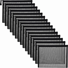 Outus 15 Pieces Mesh Bags Mesh Zipper Pouch Makeup Bags Cosmetic Travel Organizer Pouch Pencil Case(9.5 x 7.1 Inches,Black)