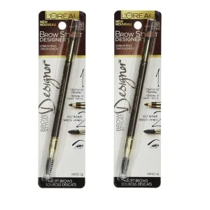 Pack of 2 L'Oreal Paris Brow Stylist Designer Eyebrow Pencil, Dark Brunette # 3152