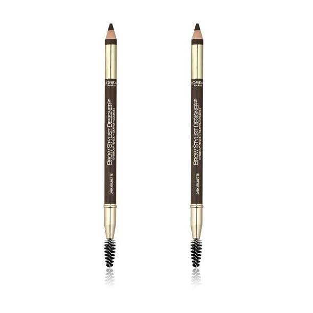 Pack of 2 L'Oreal Paris Brow Stylist Designer Eyebrow Pencil, Dark Brunette # 3152