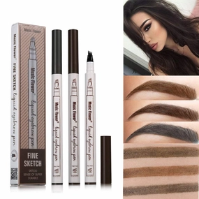 Pack of 3, Authentic Music Flower Eyebrow Tattoo Pen Microblading-3D Fork Tip (Auburn(Brown) only)